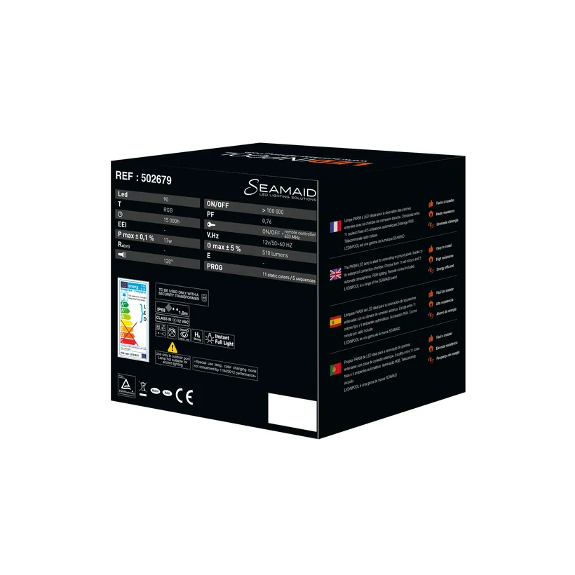 AMPOULE LED COULEUR PAR56 16W ECOPROOF + TELECOMMANDE LEDINPOOL BY SEAMAID 5 AMPOULE LED COULEUR PAR56 16W ECOPROOF + TELECOMMANDE LEDINPOOL BY SEAMAID – Image 3