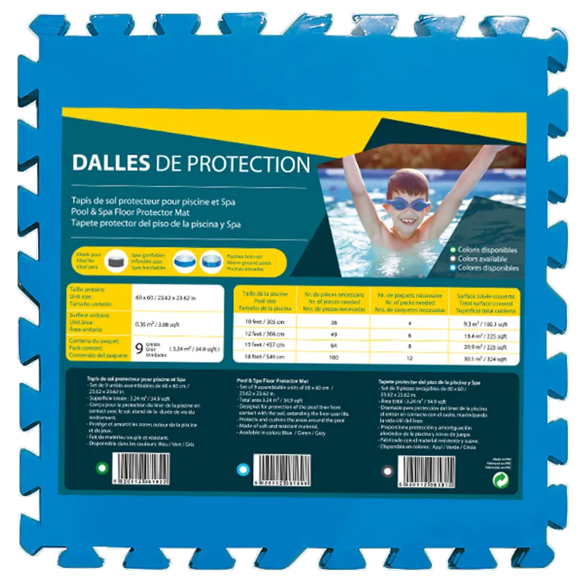 DALLES DE PROTECTION STANDARD BLEU 3,24m² 60 X 60 X 0,8 Cm (x9) 3 DALLES DE PROTECTION STANDARD BLEU 3,24m² 60 X 60 X 0,8 Cm (x9)