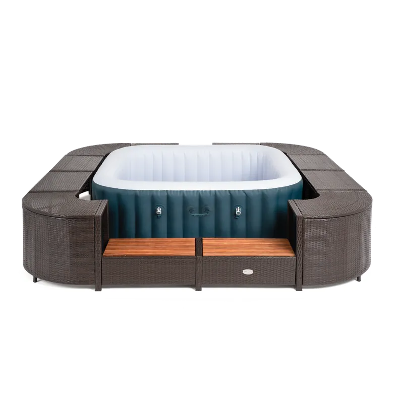 ENTOURAGE ROTIN MARRON SPA GONFLABLE 188x188cm 5 ENTOURAGE ROTIN MARRON SPA GONFLABLE 188x188cm – Image 3