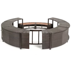 ENTOURAGE ROTIN MARRON SPA GONFLABLE Diam. 180cm -Équipement De Piscine Soldes entourage rotin marron spa gonflable diam 180cm 2